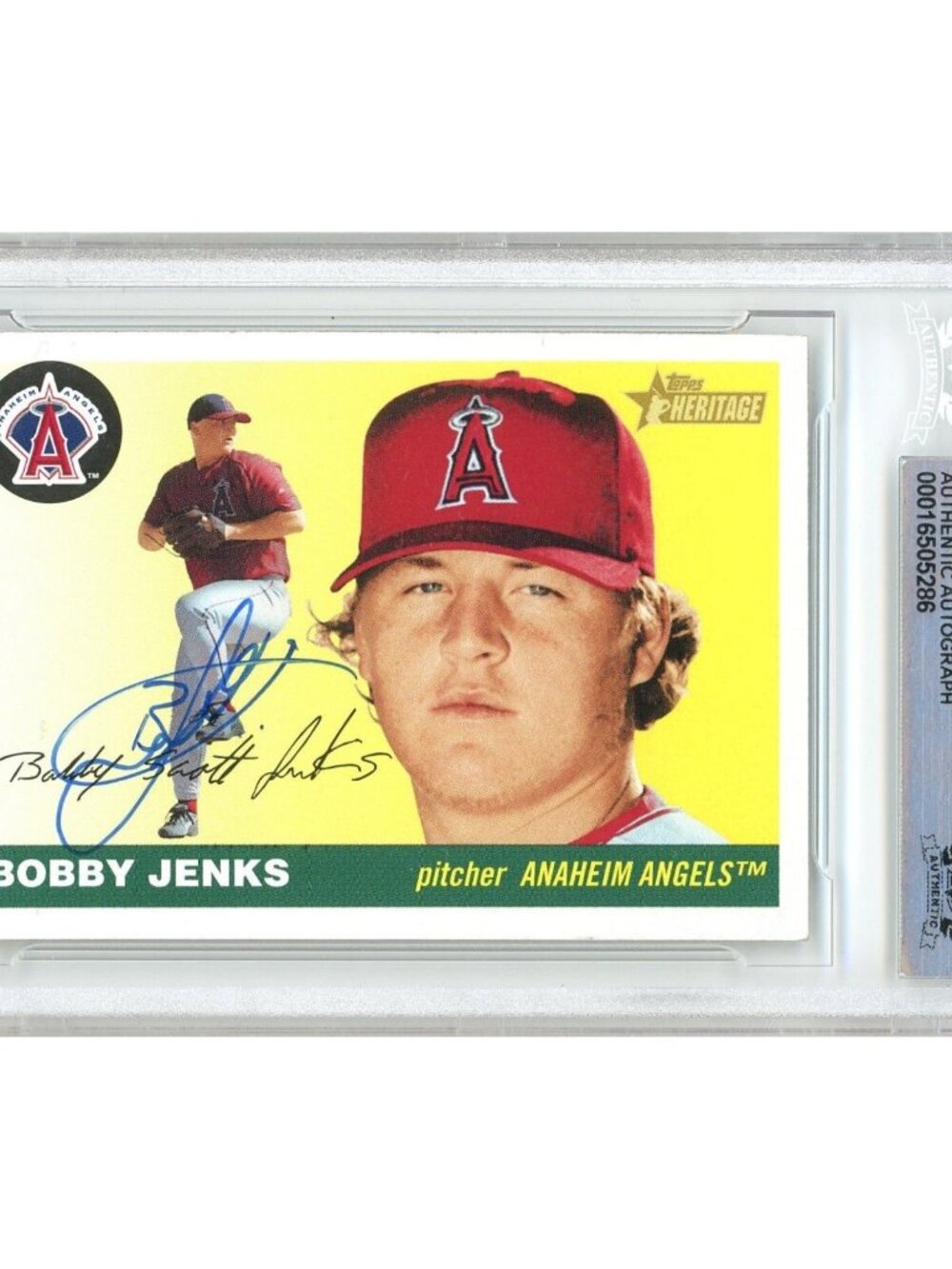 Bobby Jenks Signed 2004 Topps Heritage #276 Angels Beckett BAS Slabbed Auto